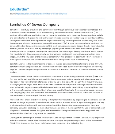 Semiotics Of Doves Company