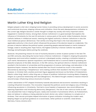 Martin Luther King And Religion