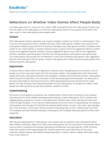 Video Games: A Critical Analysis