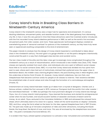 Coney Island: Breaking Class Barriers in 19th-Century America