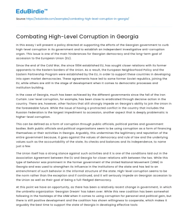Combating High-Level Corruption in Georgia