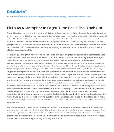 Pluto As A Metaphor In Edgar Allan Poe’s The Black Cat