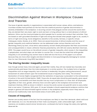 Discrimination Against Women In Workplace: Causes And Theories