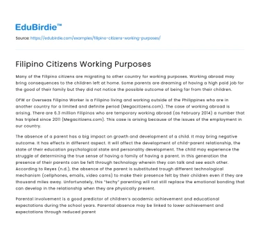 Filipino Citizens Working Purposes