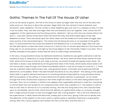 Gothic Themes In The Fall Of The House Of Usher