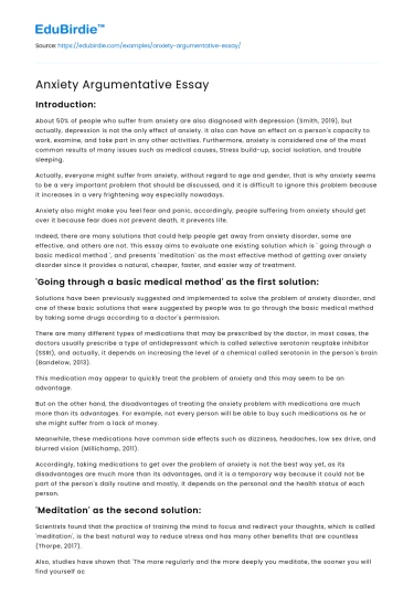 Anxiety Argumentative Essay