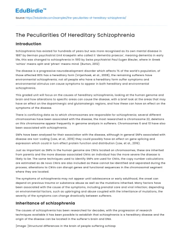 The Peculiarities Of Hereditary Schizophrenia