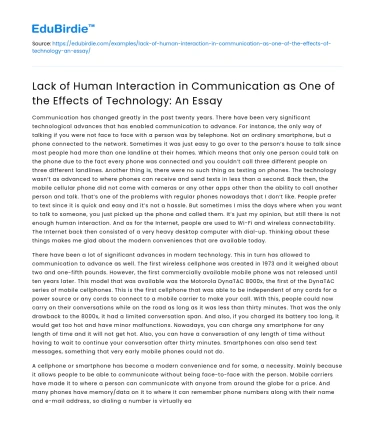 Impact of Technology on Human Interaction