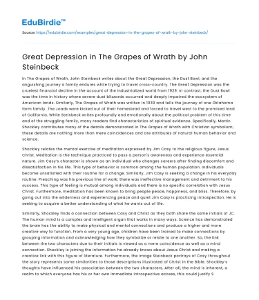 Great Depression in The Grapes of Wrath by John Steinbeck