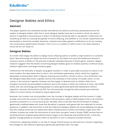 Designer Babies and Ethics