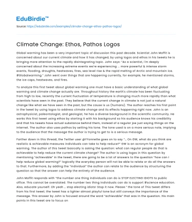 Climate Change: Ethos, Pathos Logos