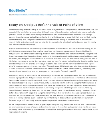 Essay on ‘Oedipus Rex’: Analysis of Point of View