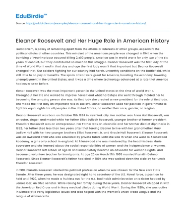 Eleanor Roosevelt and Her Huge Role in American History