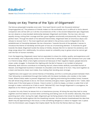Essay on Key Theme of the ‘Epic of Gilgamesh’