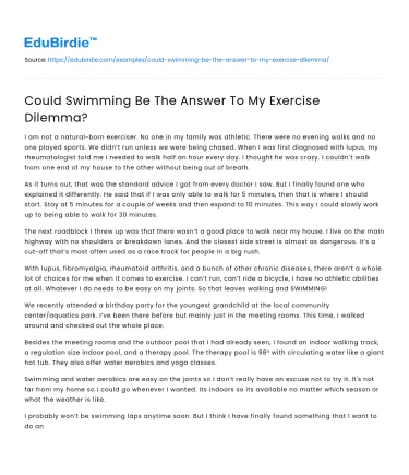 Could Swimming Be The Answer To My Exercise Dilemma?