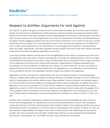 Respect to Achilles: Arguments For and Against