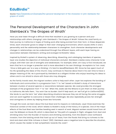 Character development in Steinbeck’s ‘The Grapes of Wrath’
