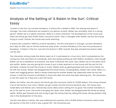 Setting as a Catalyst in ‘A Raisin in the Sun’