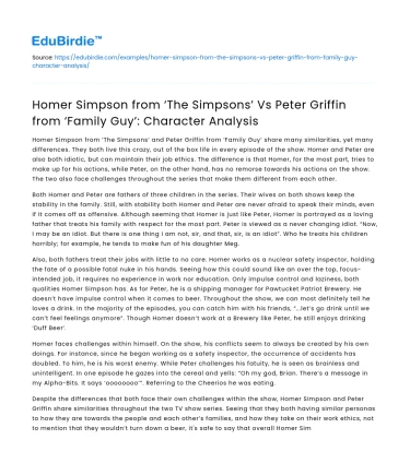 Homer Simpson vs Peter Griffin: Character Analysis