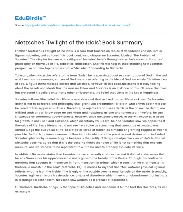 Nietzsche’s ‘Twilight of the Idols’: Book Summary