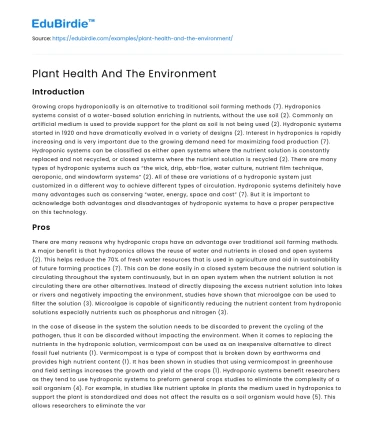 Plant Health And The Environment
