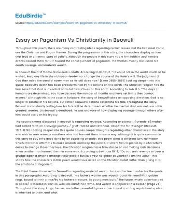 Essay on Paganism Vs Christianity in Beowulf
