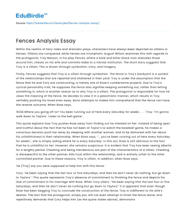 Fences Analysis Essay