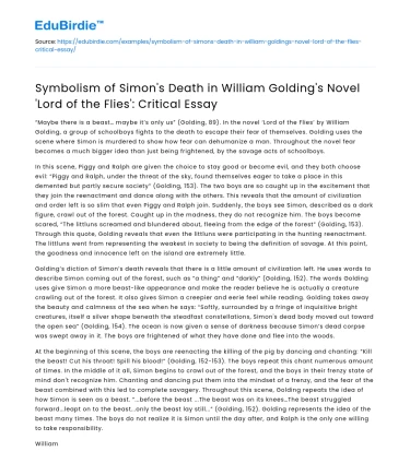 Symbolism of Simon’s Death in ‘Lord of the Flies’