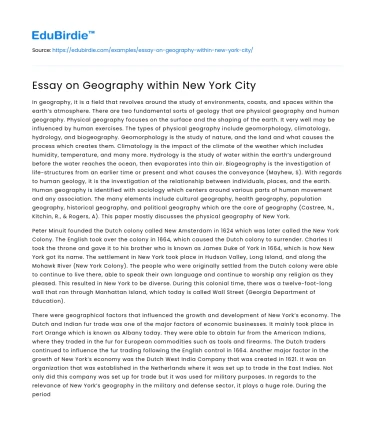 Essay on Geography within New York City