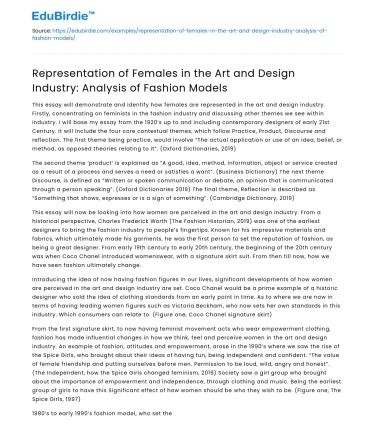 Female Representation in Art & Design: Fashion Model Analysis