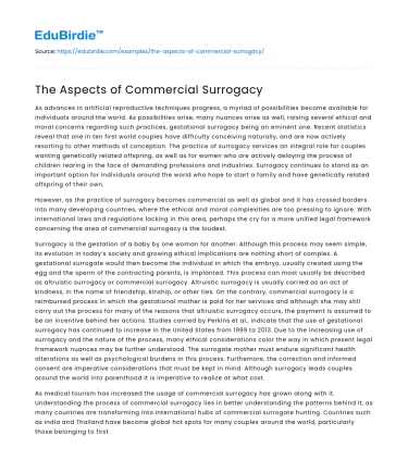 The Aspects of Commercial Surrogacy