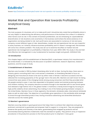 Market Risk and Operation Risk towards Profitability: Analytical Essay