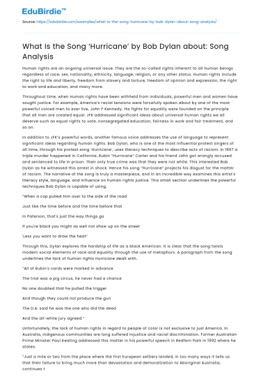 What Is the Song ‘Hurricane’ by Bob Dylan about: Song Analysis