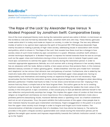 Pope vs Swift on Satirical Works