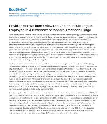 D Foster Wallace on Rhetorical Strategies in Modern American Usage