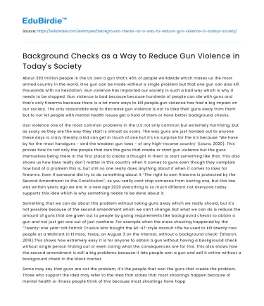 Background Checks as a Way to Reduce Gun Violence in Today’s Society