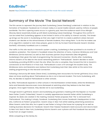 Summary of the Movie ‘The Social Network’