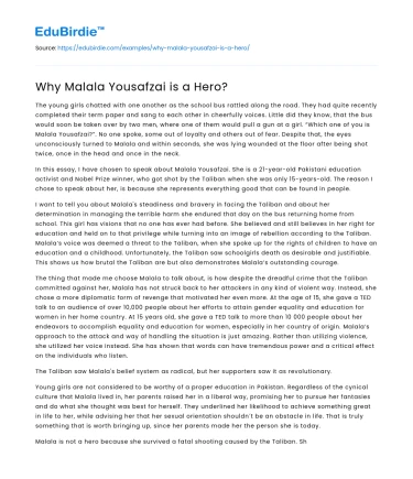 Why Malala Yousafzai is a Hero?