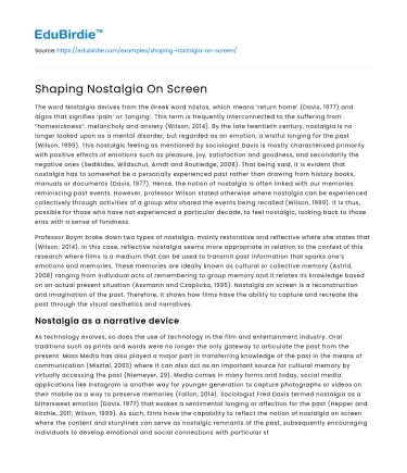 Shaping Nostalgia On Screen