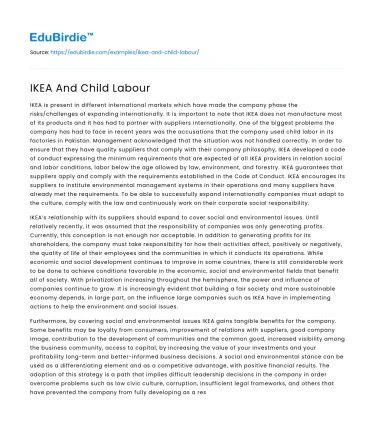 IKEA And Child Labour