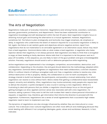 The Arts of Negotiation