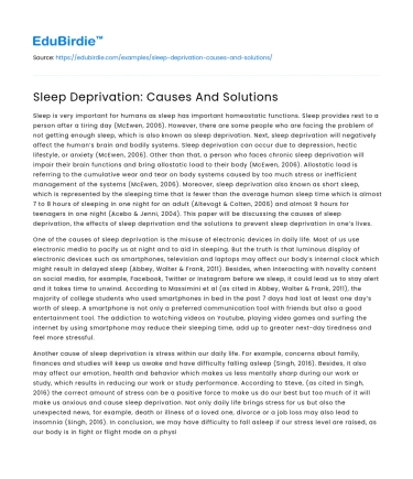 Sleep Deprivation: Causes And Solutions