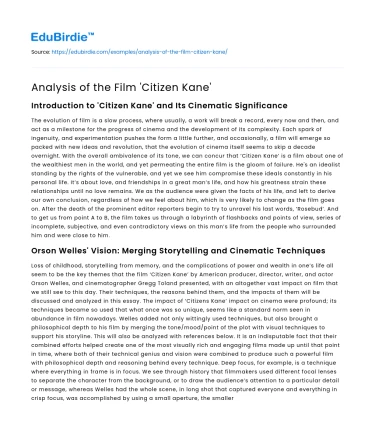 Analysis of the Film ‘Citizen Kane’