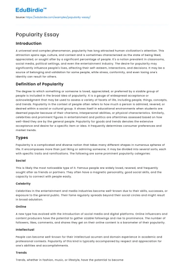 Popularity Essay