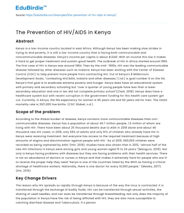 The Prevention of HIV/AIDS in Kenya