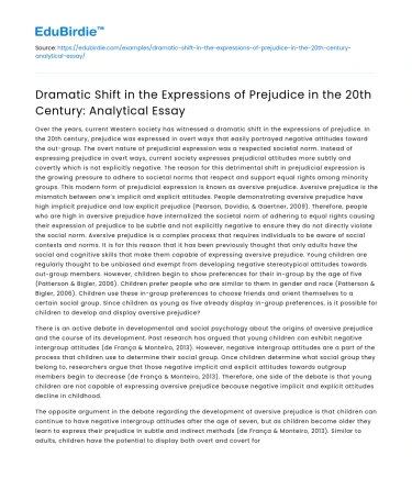 20th Century Prejudice Expressions