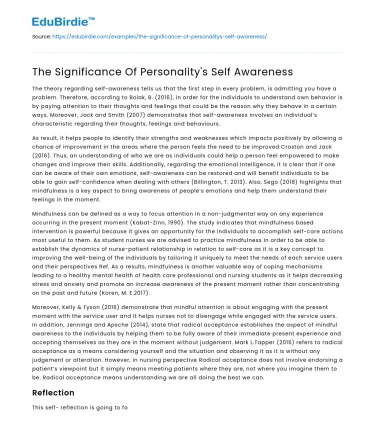 The Significance Of Personality’s Self Awareness