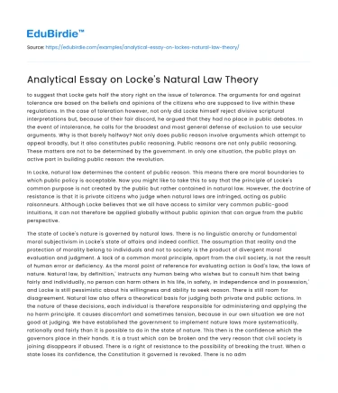 John Locke: Natural Rights and Public Reason