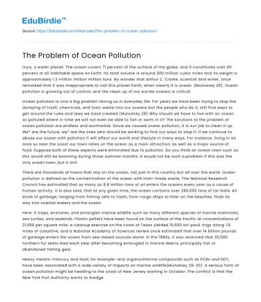The Problem of Ocean Pollution