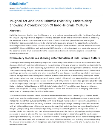 Indo-Islamic Hybridity in Mughal Embroidery